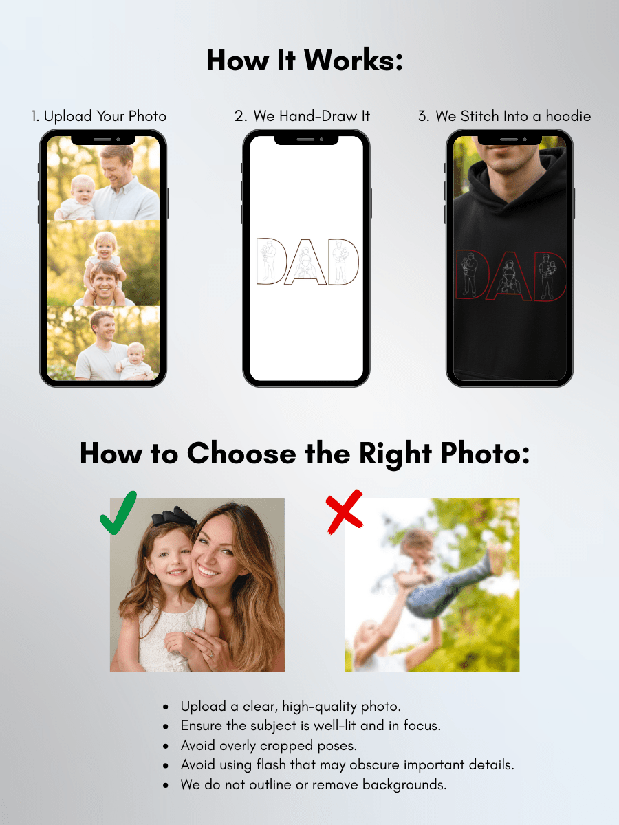 Dad Custom Embroidered Photo Hoodie - Soulmate Customs