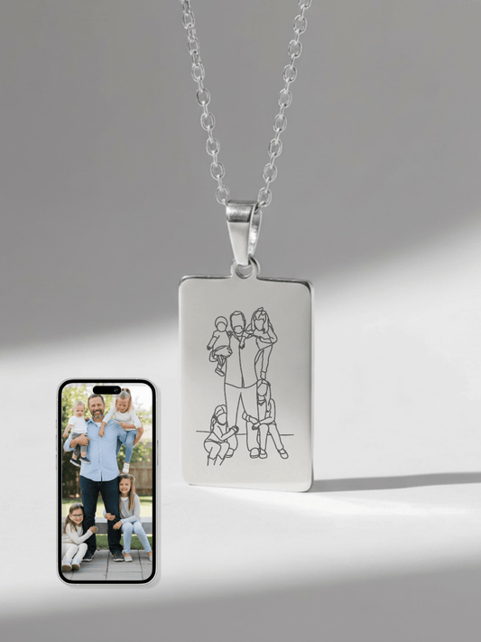 Dad Custom Engraved Photo Tag Necklace - Soulmate Customs