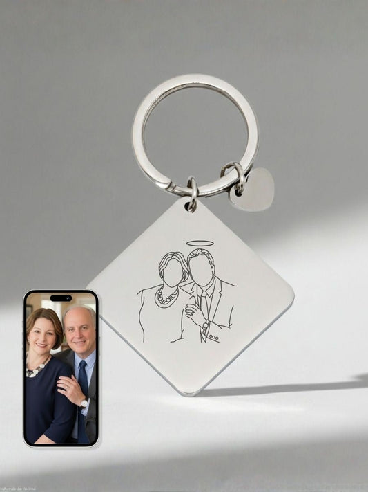 Memorial Custom Engraved Photo Keychain - Soulmate Customs