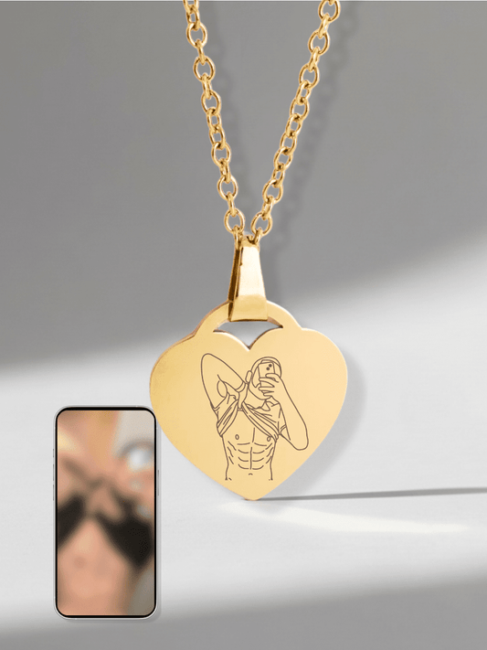 Spicy Custom Engraved Photo Heart Necklace - Soulmate Customs