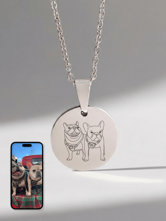Pet Photo Engraved Circle Necklace - Soulmate Customs