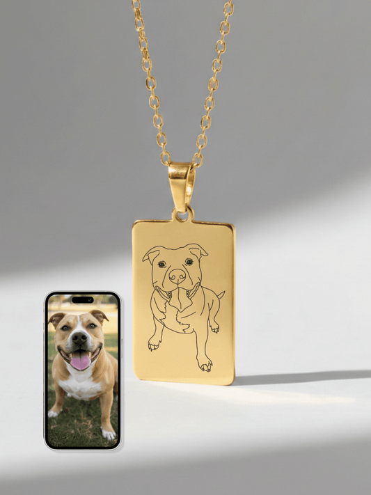 Pet Photo Engraved Tag Necklace - Soulmate Customs