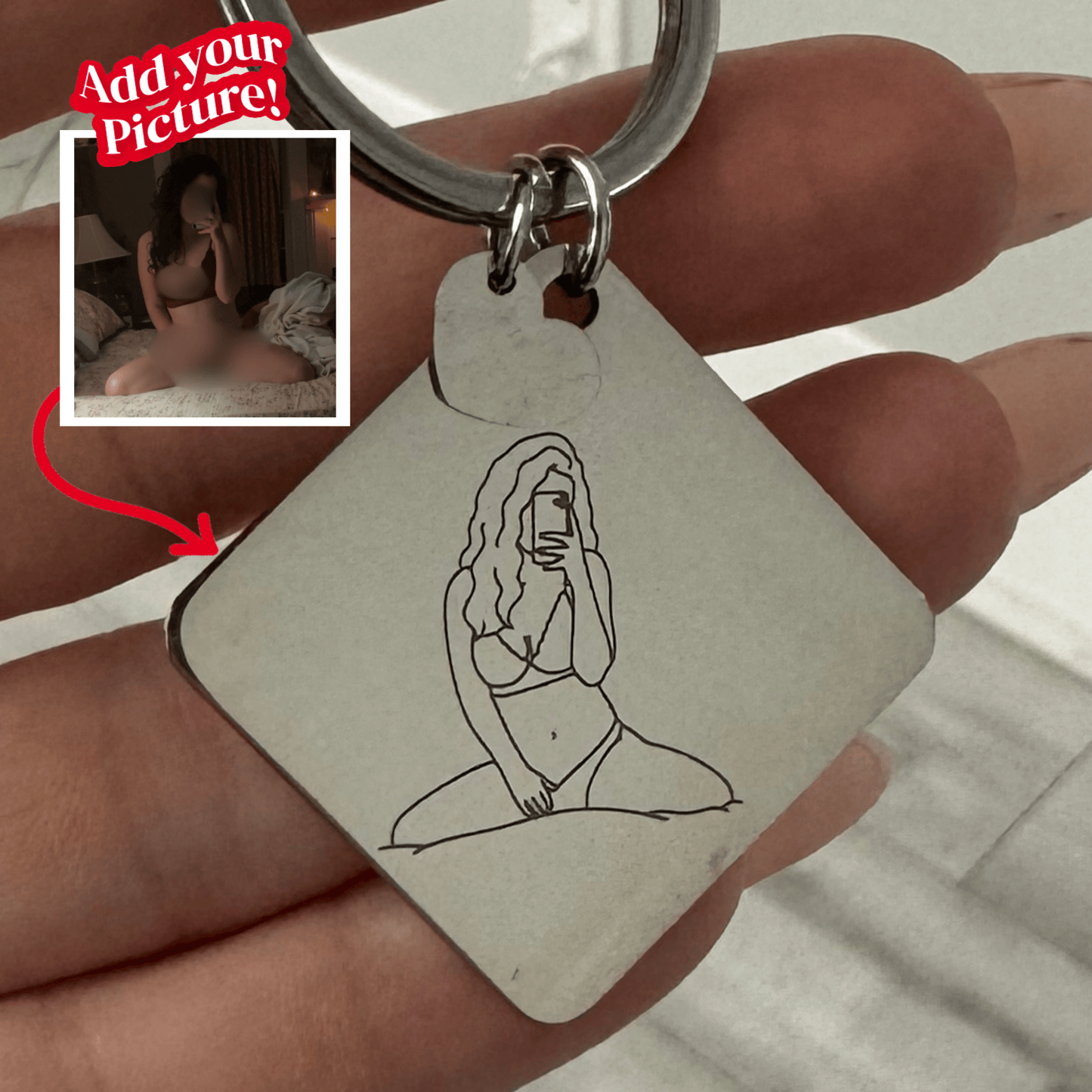 Custom Soulmate© Spicy Square Keychain Outlined Photo - Soulmate Customs