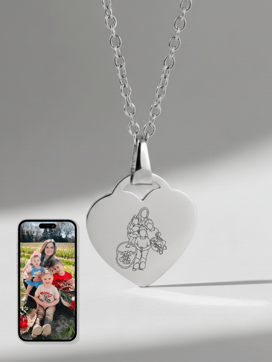 Mom Custom Engraved Photo Heart Necklace - Soulmate Customs