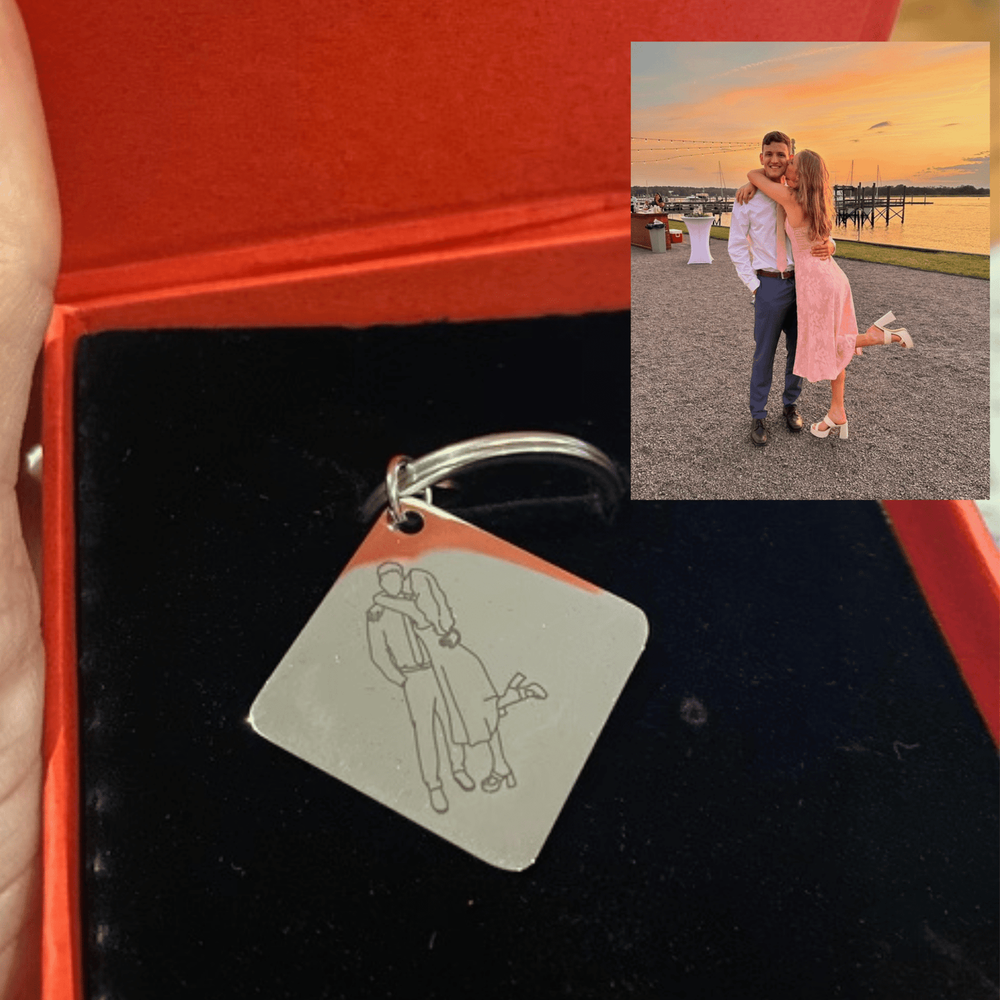 Outlined Father's Day Square Keychain - Soulmate Customs