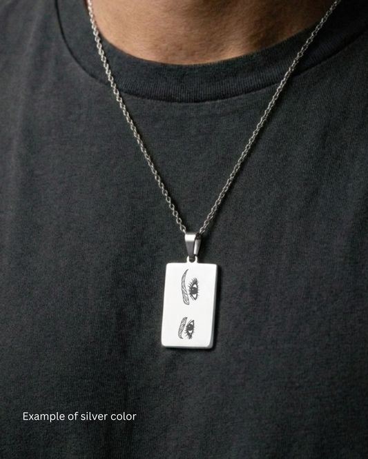 Eye Custom Engraved Photo Tag Necklace