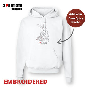 Spicy embroidered hoodie. Spicy image outline. Anniversary couples gift idea. perfect valentines gift.