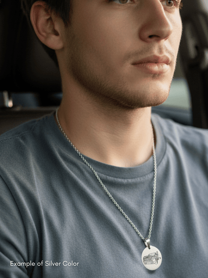 Automobile Custom Engraved Photo Circle Necklace - Soulmate Customs