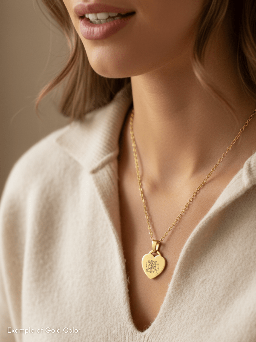 Mom Custom Engraved Photo Heart Necklace - Soulmate Customs