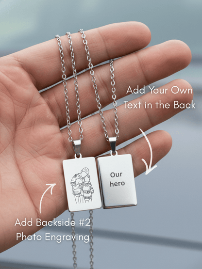 Dad Custom Engraved Photo Tag Necklace - Soulmate Customs