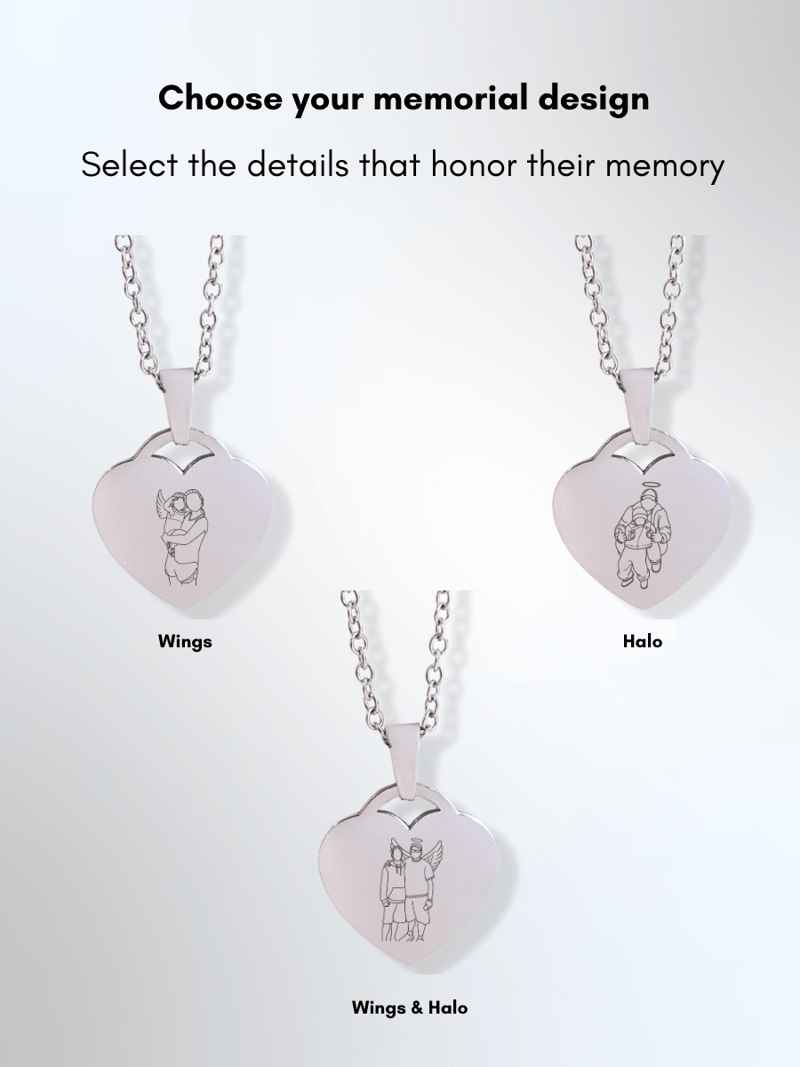 Memorial Custom Engraved Photo Heart Necklace - Soulmate Customs