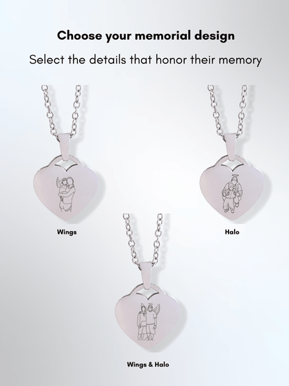 Memorial Custom Engraved Photo Heart Necklace - Soulmate Customs