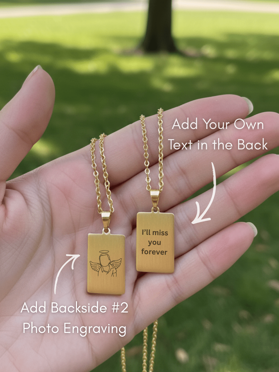 Memorial Custom Engraved Photo Tag Necklace - Soulmate Customs
