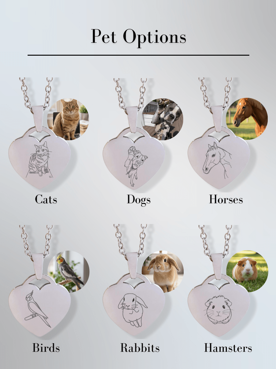 Pet Photo Engraved Heart Necklace - Soulmate Customs