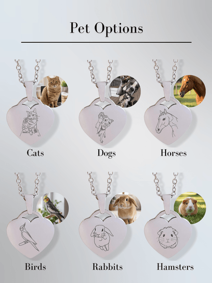 Pet Photo Engraved Heart Necklace - Soulmate Customs