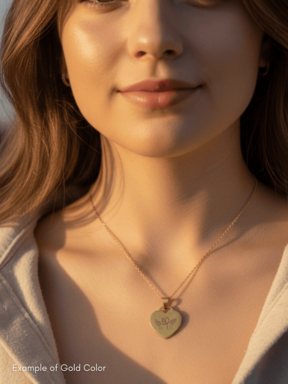 Memorial Custom Engraved Photo Heart Necklace - Soulmate Customs