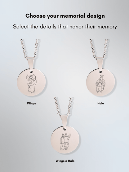 Memorial Custom Engraved Photo Circle Necklace - Soulmate Customs