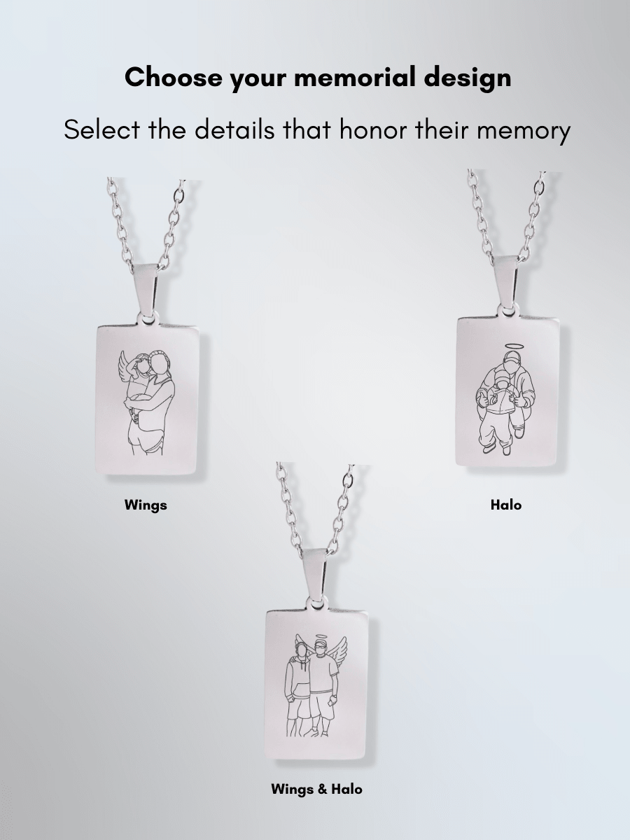 Memorial Custom Engraved Photo Tag Necklace - Soulmate Customs