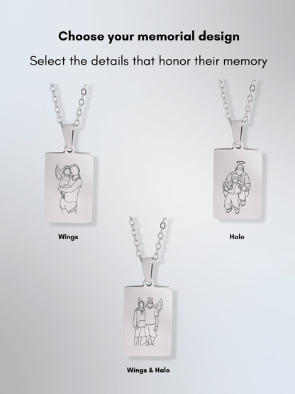 Memorial Custom Engraved Photo Tag Necklace - Soulmate Customs
