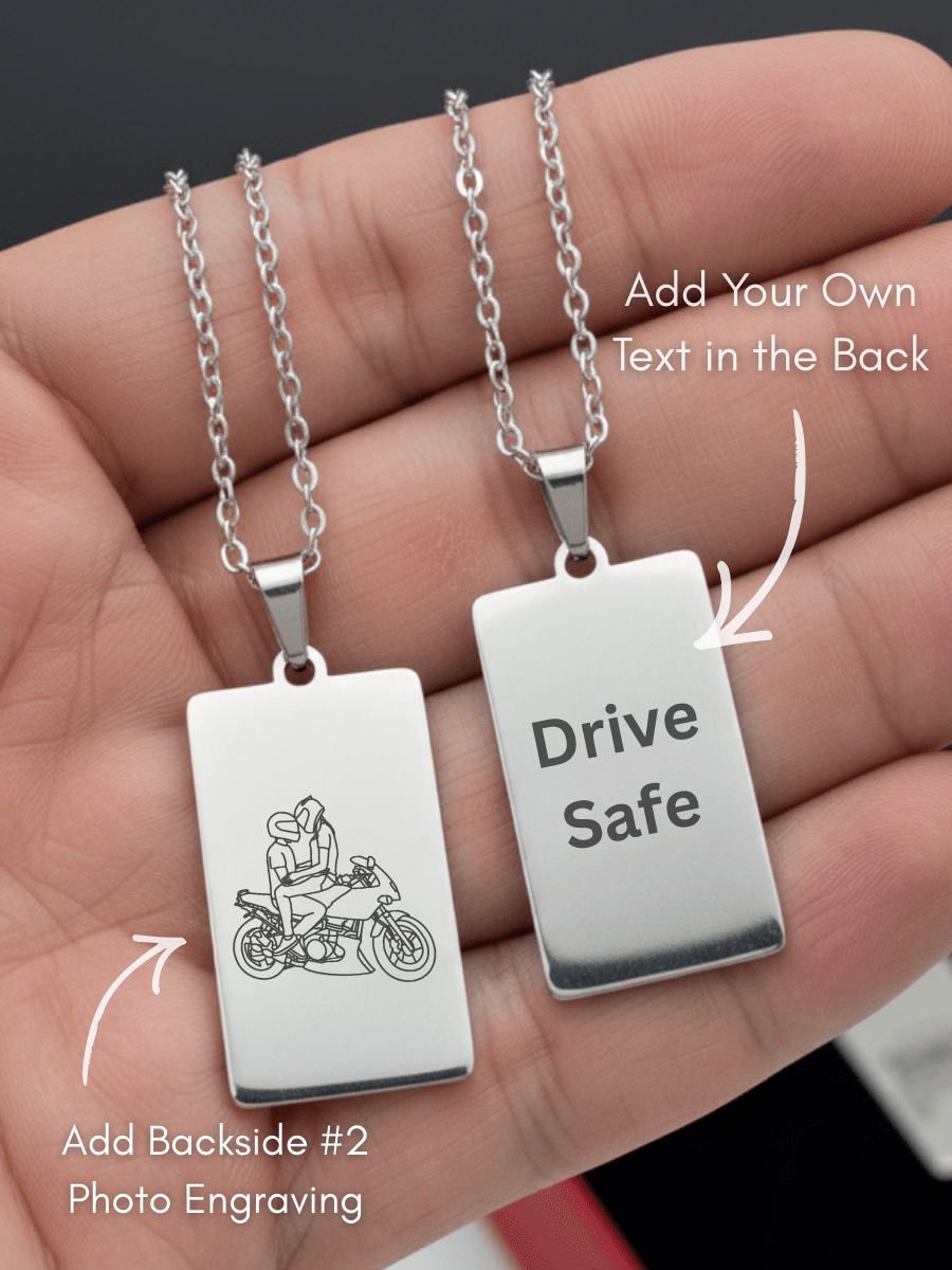 Automobile Custom Engraved Photo Tag Necklace - Soulmate Customs