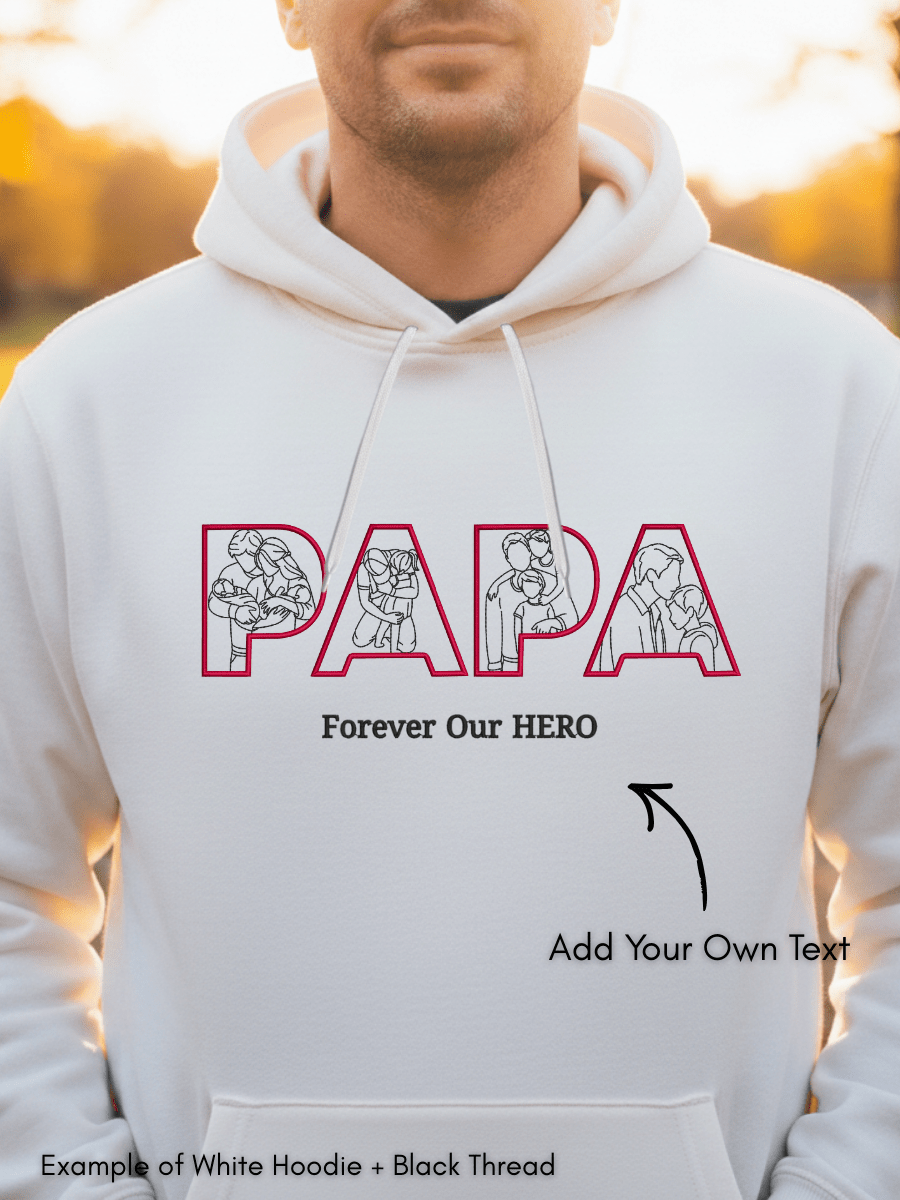 Papa Custom Embroidered Photo Hoodie - Soulmate Customs
