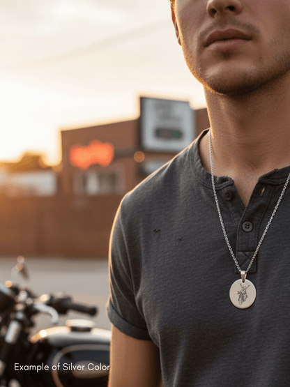Automobile Custom Engraved Photo Circle Necklace - Soulmate Customs