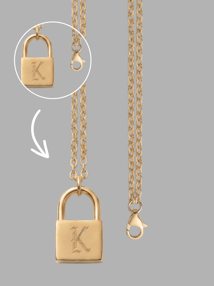 Initial Engraved Padlock Necklace - Soulmate Customs