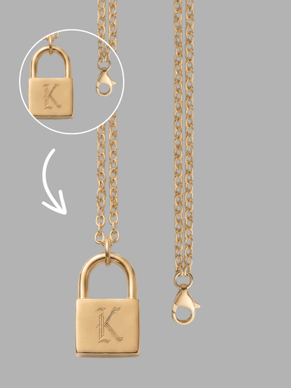 Initial Engraved Padlock Necklace - Soulmate Customs