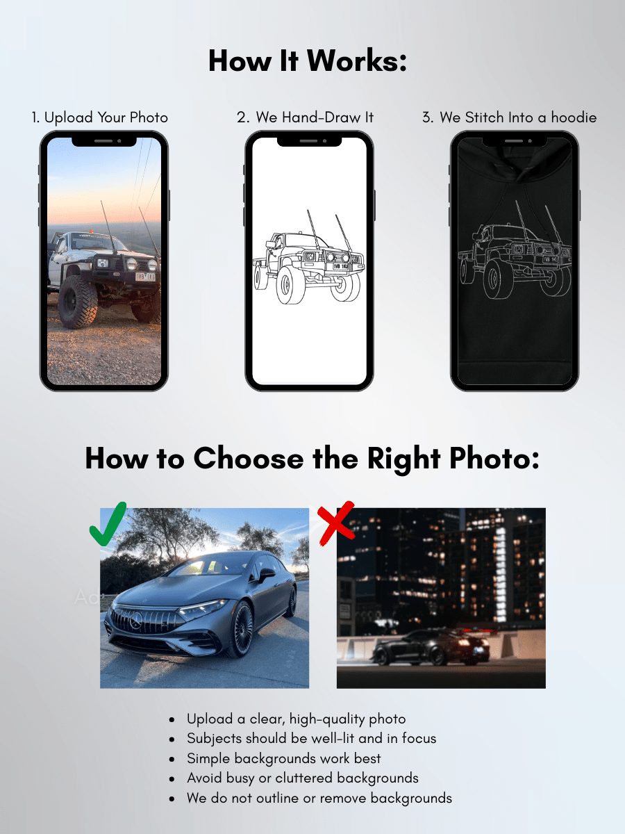 Automobile Custom Embroidered Photo Hoodie - Soulmate Customs