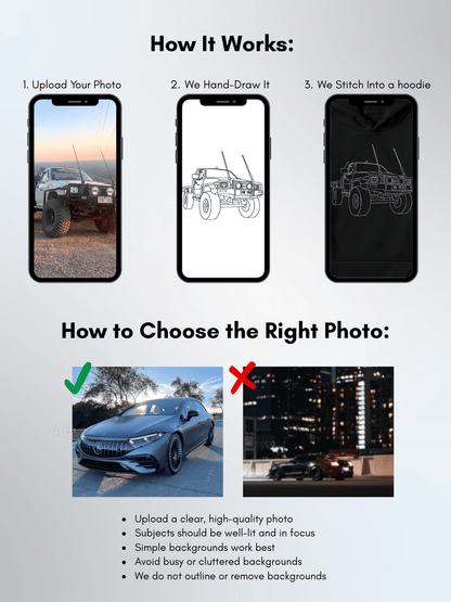 Automobile Custom Embroidered Photo Hoodie - Soulmate Customs