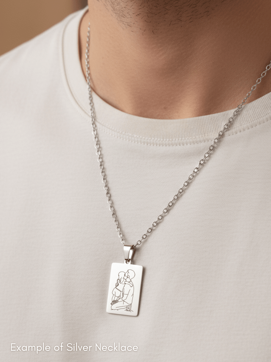 Dad Custom Engraved Photo Tag Necklace - Soulmate Customs