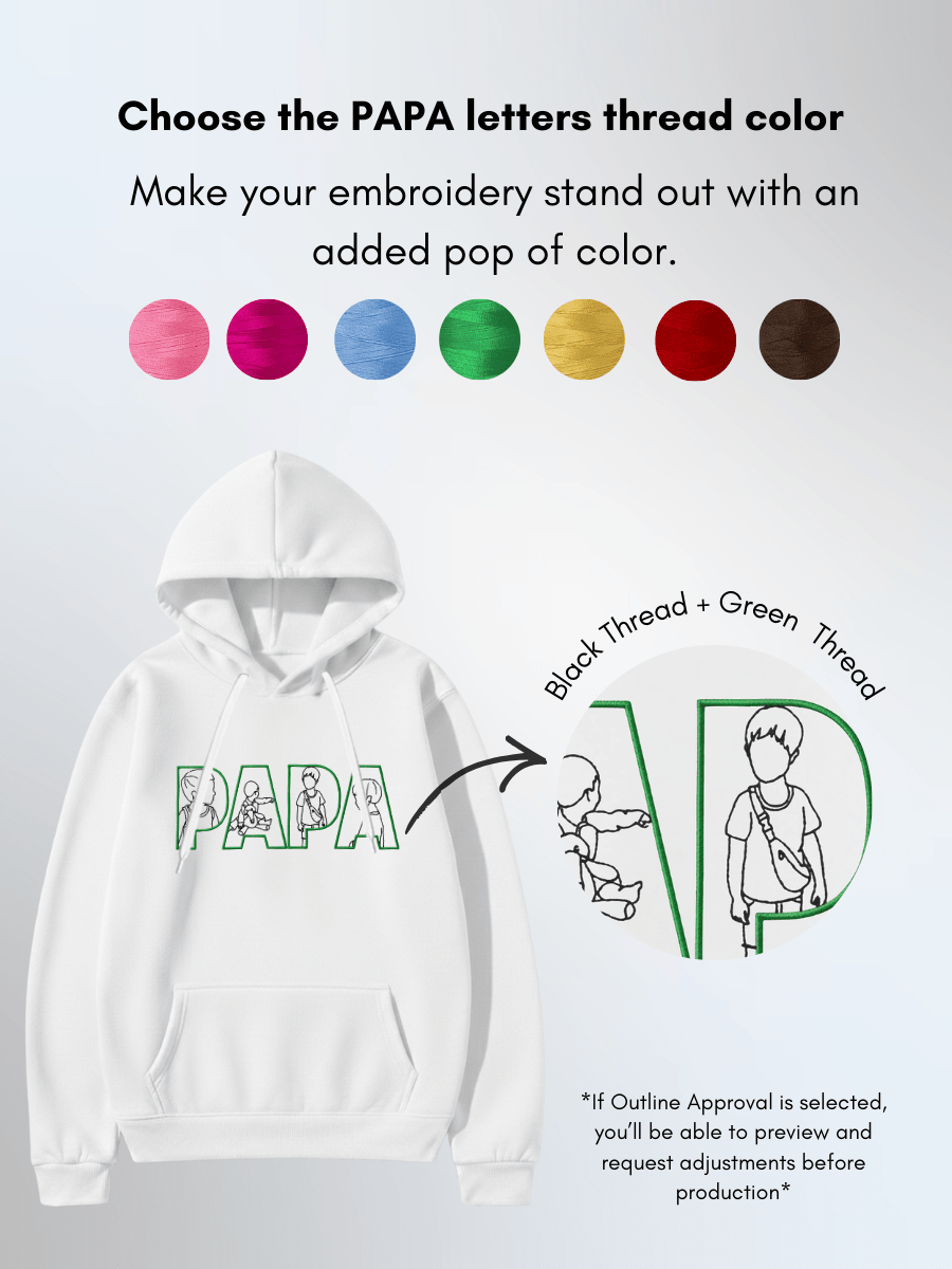 Papa Custom Embroidered Photo Hoodie - Soulmate Customs