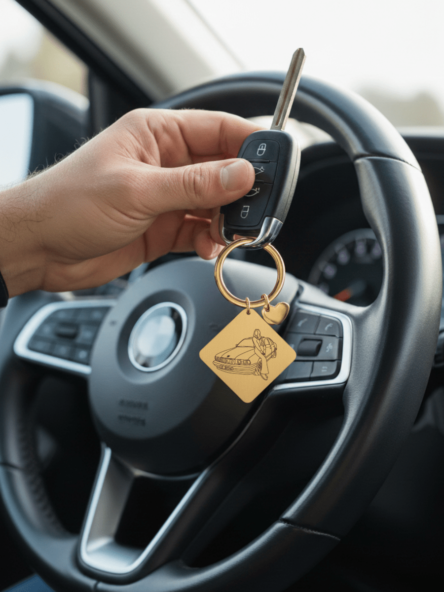 Automobile Custom Engraved Photo Keychain - Soulmate Customs