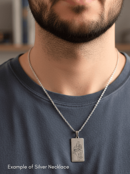 Memorial Custom Engraved Photo Tag Necklace - Soulmate Customs