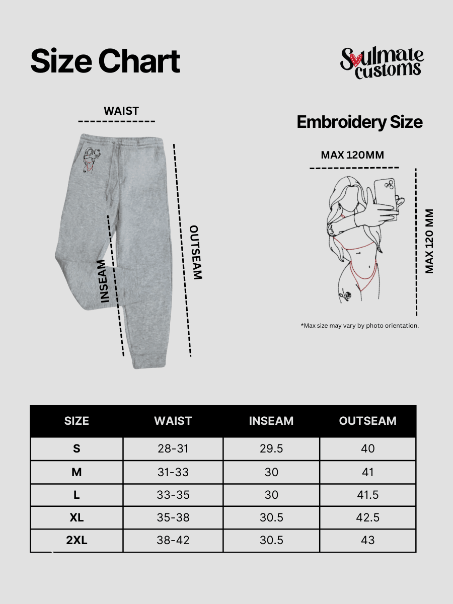 Custom Embroidered Photo Sweatpants - Soulmate Customs