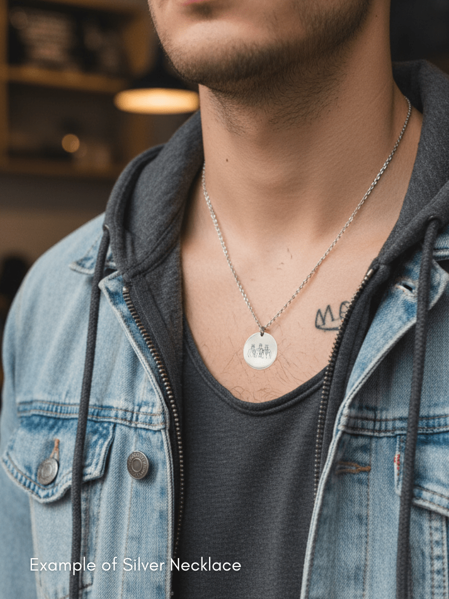 Memorial Custom Engraved Photo Circle Necklace - Soulmate Customs