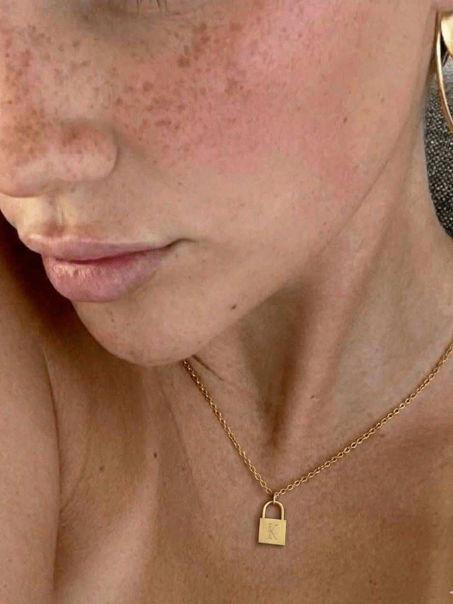 Initial Engraved Padlock Necklace - Soulmate Customs