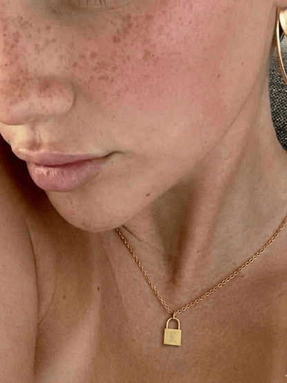 Initial Engraved Padlock Necklace - Soulmate Customs