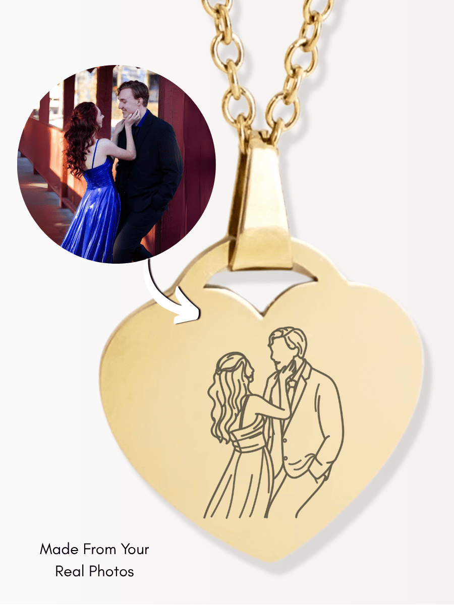 Custom Heart Necklace Photo Outline - Soulmate Customs
