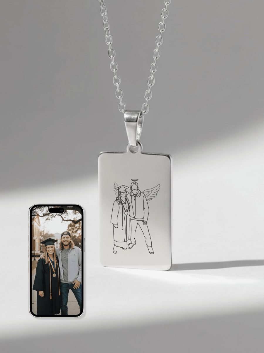 Memorial Custom Engraved Photo Tag Necklace - Soulmate Customs