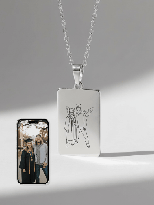 Memorial Custom Engraved Photo Tag Necklace - Soulmate Customs