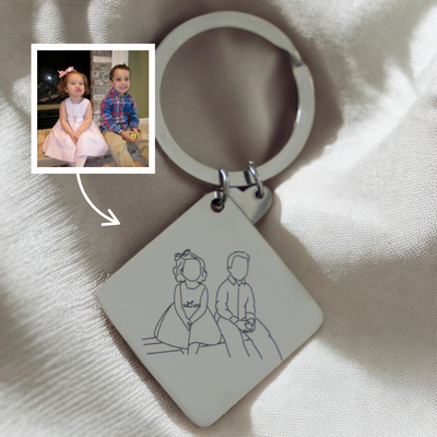 Outlined Father's Day Square Keychain