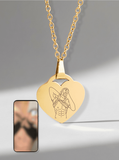 Spicy Custom Engraved Photo Heart Necklace - Soulmate Customs