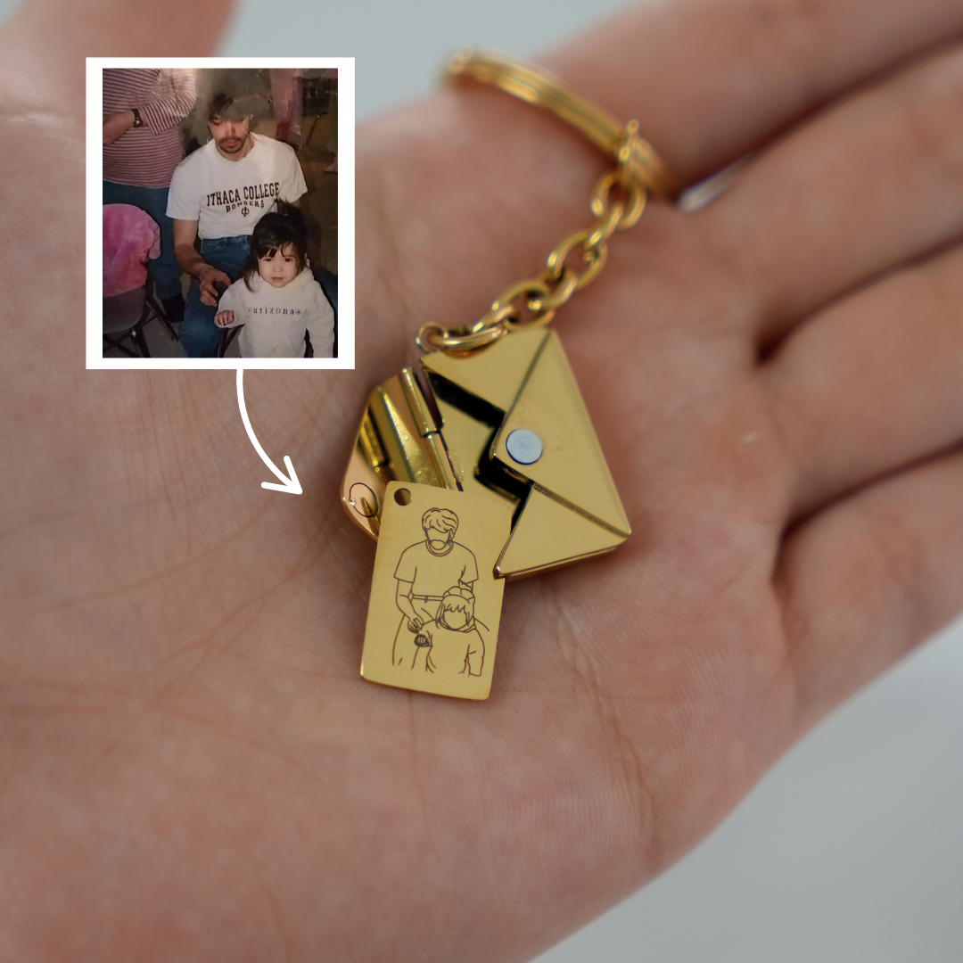 Father's Day Custom Engraved Secret Letter Keychain
