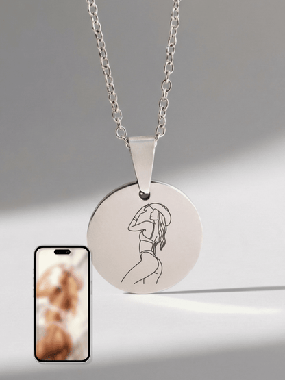 Spicy Custom Engraved Photo Circle Necklace - Soulmate Customs