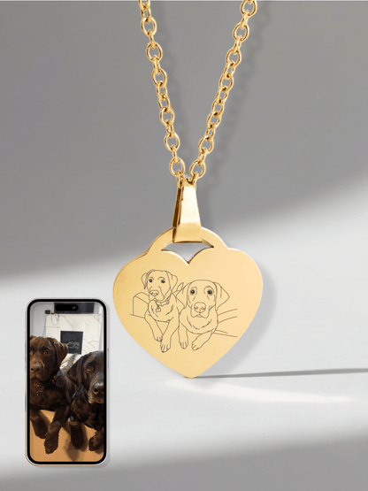 Pet Photo Engraved Heart Necklace - Soulmate Customs