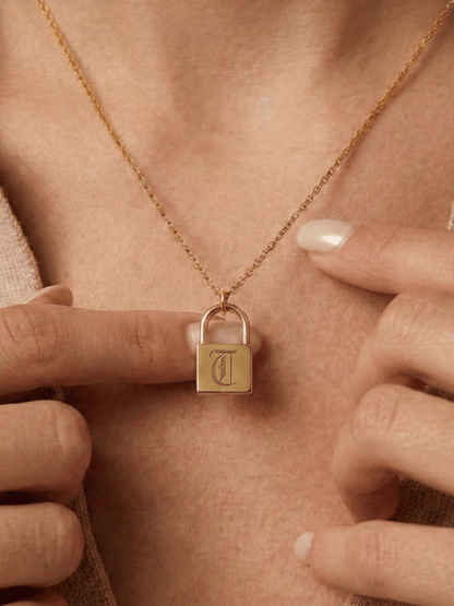 Initial Engraved Padlock Necklace - Soulmate Customs