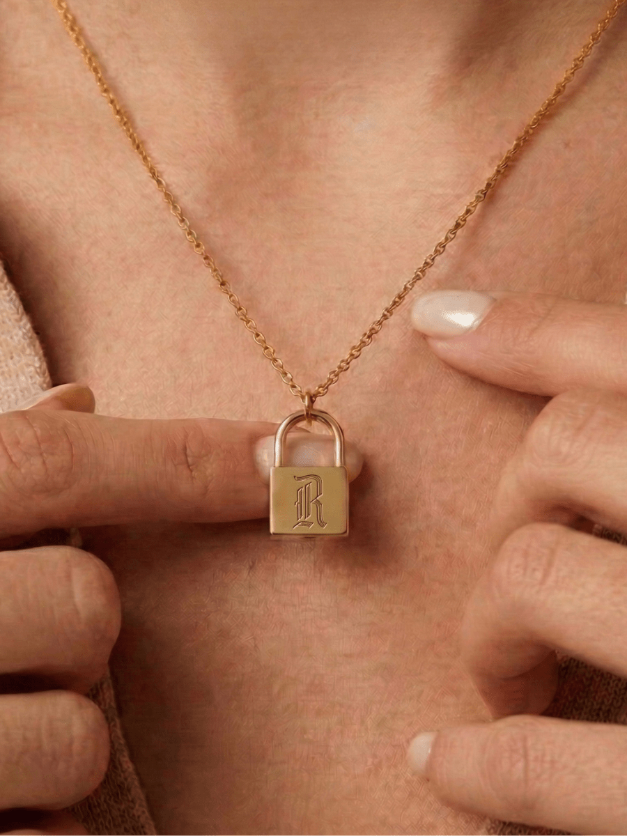 Initial Engraved Padlock Necklace - Soulmate Customs