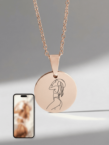 Spicy Custom Engraved Photo Circle Necklace - Soulmate Customs