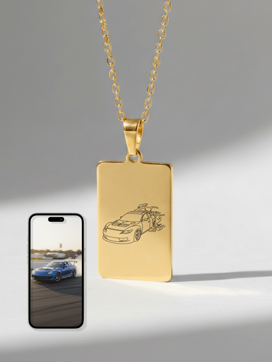 Automobile Custom Engraved Photo Tag Necklace - Soulmate Customs